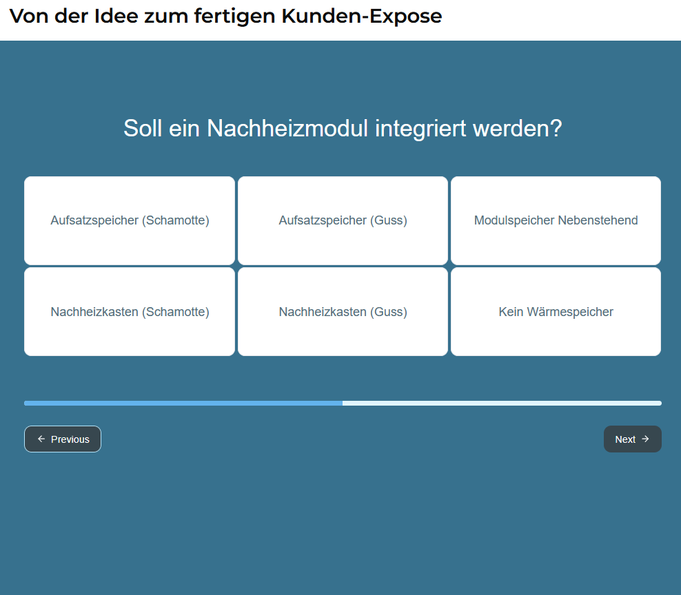 Onlineformular Ofenplanung Nachheizmodul