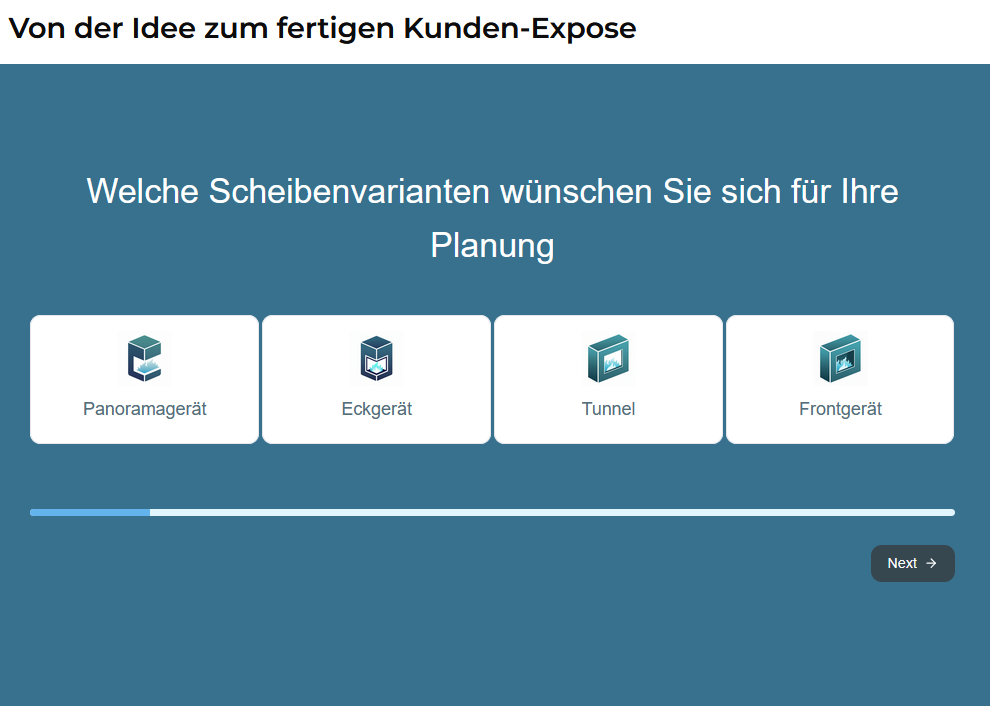 Onlineformular Ofenplanung Scheibenvarianten