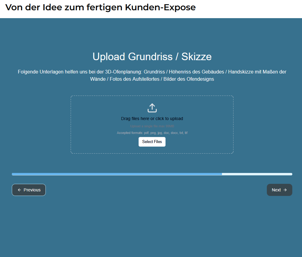 Onlineformular Ofenplanung Upload